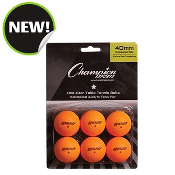 Champion Sports Champion Sports 1STAR6OR 8 x 5.75 x 1.5 in. 1 Star Table Tennis; Orange - 6 per Pack 1STR6OR
